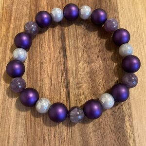 Handmade Beaded Bracelet with Amethyst and Glass Beads